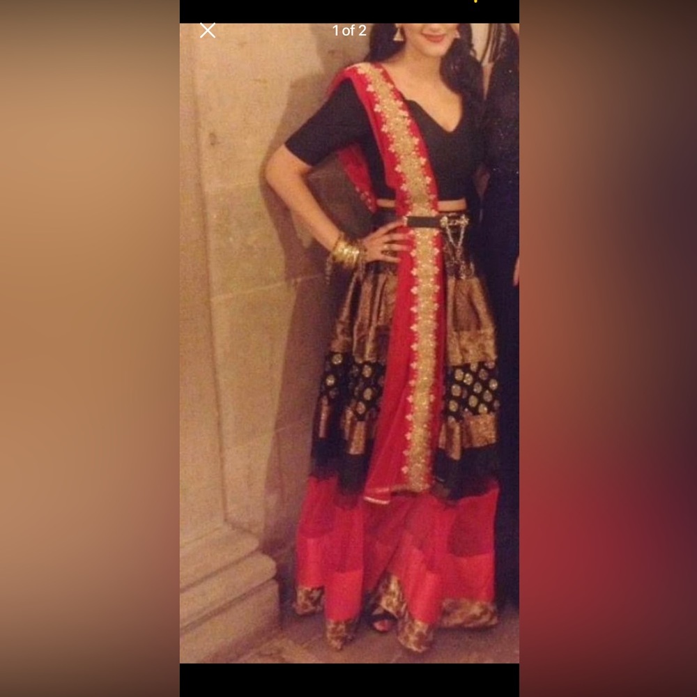 Mani K Jassal Tiered Lengha/Lehenga and Blouse Set